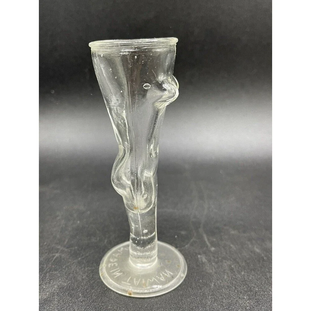 Vintage Taiwan Curio Small Nude Woman Body Clear Glass Vase Liquor Shot Glass
